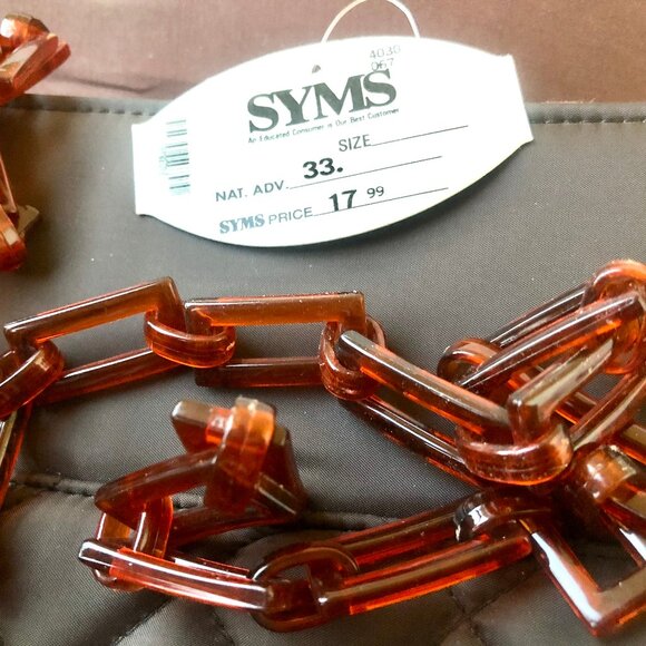 Vintage Brown Quilted Nylon Shoulder Handbag Plastic Chain Handles New - Picture 7 of 13